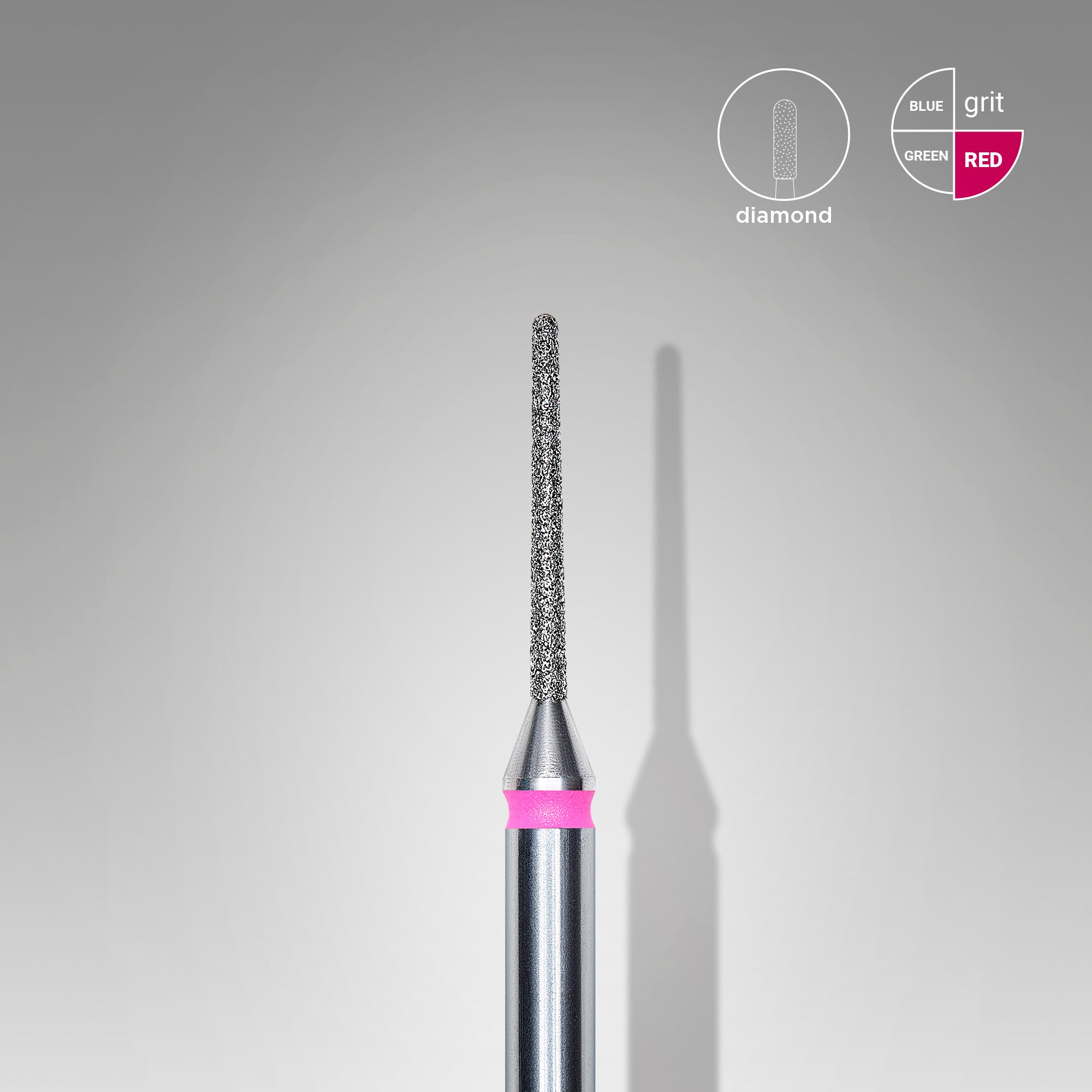 Diamond nail drill bit, "needle", red, head diameter 1 mm/ working part 10 mm image 0